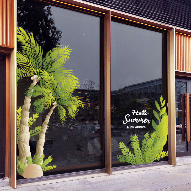 夏季新品商场橱窗玻璃春季装饰贴纸服装店铺布置装饰静电玻璃贴画,家居饰品,软装墙贴,淘宝优惠券,粉丝福利购,淘宝优惠卷