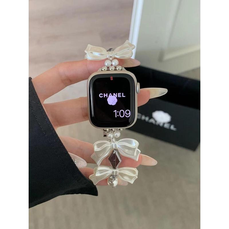 超氛围#缎面蝴蝶结iwatch表带适用苹果手表AppleWatch8/7/654SE女