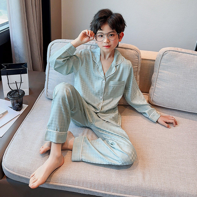 男童冰丝睡衣春秋夏季薄款儿童长袖空调服套装洋气大童男孩居服,童装/婴儿装/亲子装,家居服套装,淘宝优惠券,粉丝福利购,淘宝优惠卷