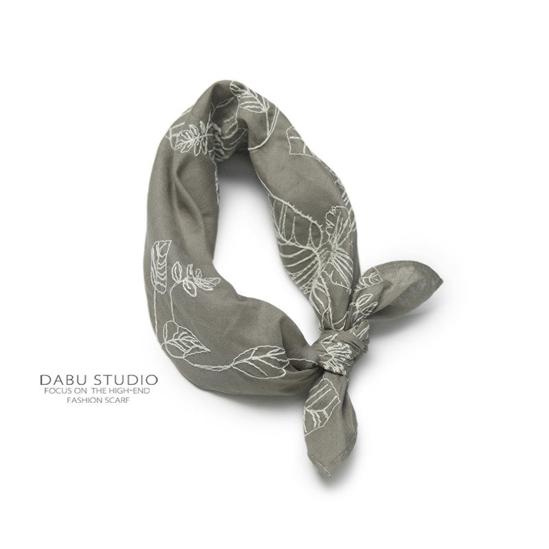 很洋气的灰！高密高支数纯棉浪漫田园立体刺绣花小方巾丝巾领巾女,服饰配件/皮带/帽子/围巾,围巾/丝巾/披肩,淘宝优惠券,粉丝福利购,淘宝优惠卷