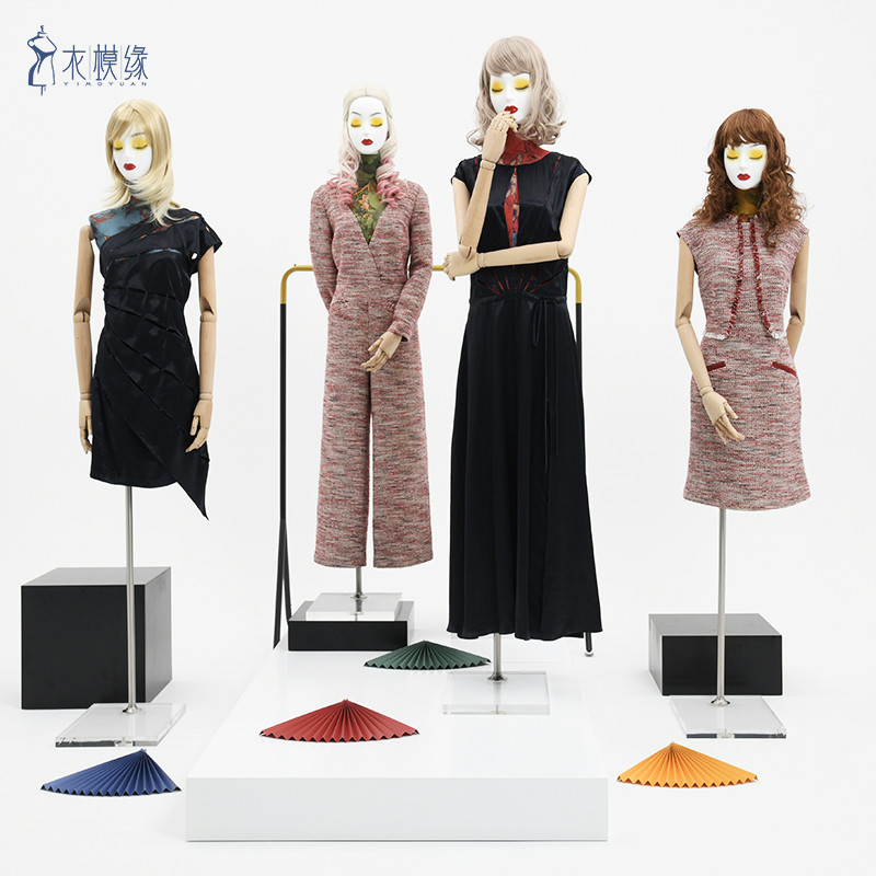 衣模緣 服裝店模特道具女櫥窗展示韓版模臺半身婚紗假人特型架子