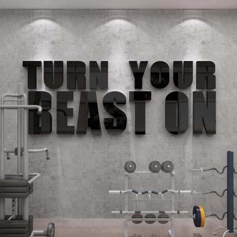 网红健身房墙面装饰文化背景布置海报挂壁画英文字母励志标语贴纸,家居饰品,软装墙贴,淘宝优惠券,粉丝福利购,淘宝优惠卷