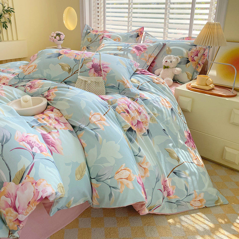 2025全棉田园花卉被套四件套纯棉宿舍学生床单三件套双人床上用品,床上用品,床品套件/四件套/多件套,淘宝优惠券,粉丝福利购,淘宝优惠卷