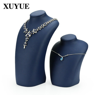 旭跃蓝色羊仔皮人像珠宝首饰道具展示架吊坠陈列架首饰架