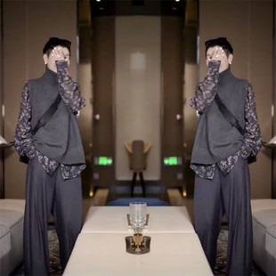 2023年秋季新款高级感小众三件套马甲碎花打底衫宽松阔腿裤女