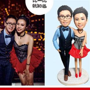 结婚天生一对送闺蜜毕业送老师谢师礼物软陶真人公仔人偶定制