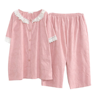 家居服加肥 新品 纱布睡衣女大码 胖mm2025新款 夏纯棉提花200斤短袖