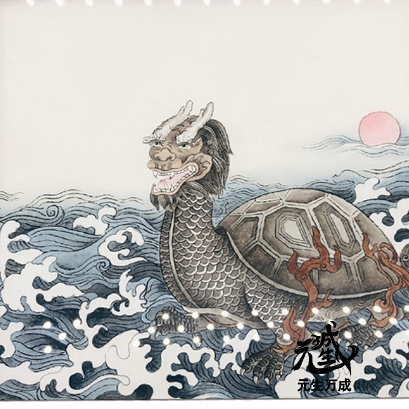 龙龟 凤水摆件 壁画 桌摆手工画制财富势力人脉靠山 结善缘