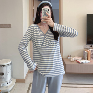 月子服11月份产后纯棉春秋2孕妇加肥产妇哺乳喂奶睡衣冬天200斤秋