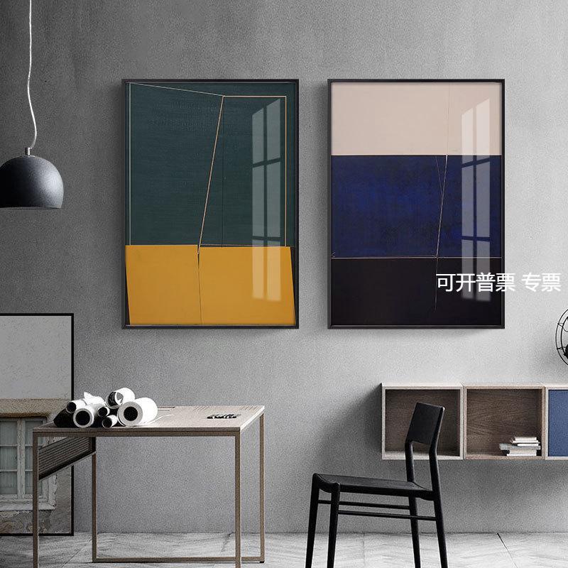 北欧玄关装饰画现代客厅抽象挂画简约餐厅墙面拼接色块几何卧室画图片