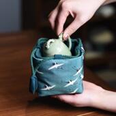 高档首饰袋文玩图功夫茶具瑞鹤画茶杯加厚主人杯古包装 袋手工收纳