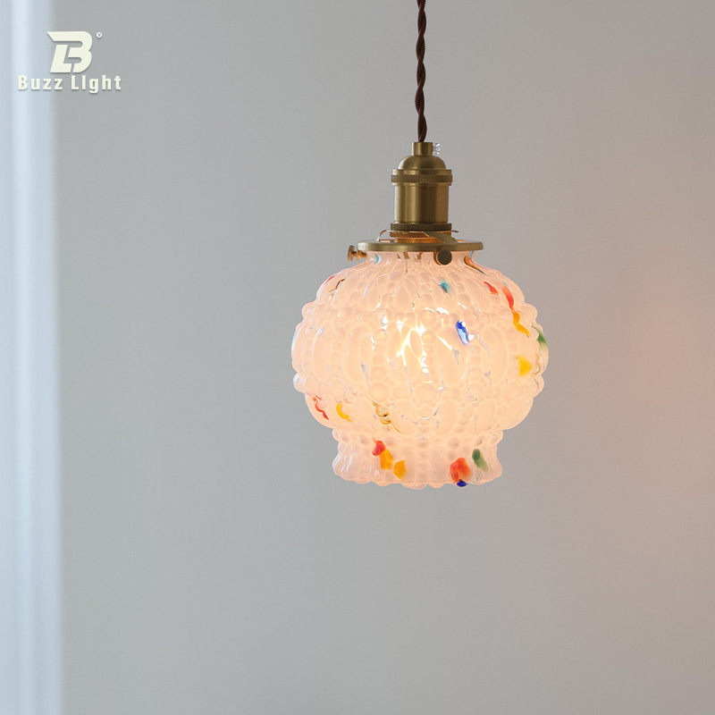 中古花团糖果珍珠泡泡色彩玻璃吊灯复古南洋怀旧风床头民宿小吊灯