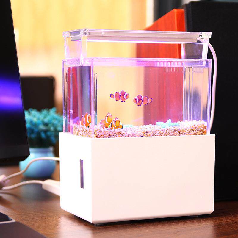 仟锐新品办公用桌面背滤小鱼缸小型鱼缸淡水版海水版迷你小鱼缸