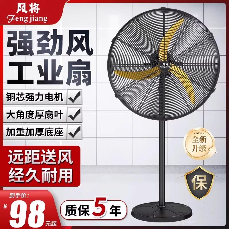 风将电风扇工业风扇家用摇头大风力落地扇强力可升降工厂商用风扇图片