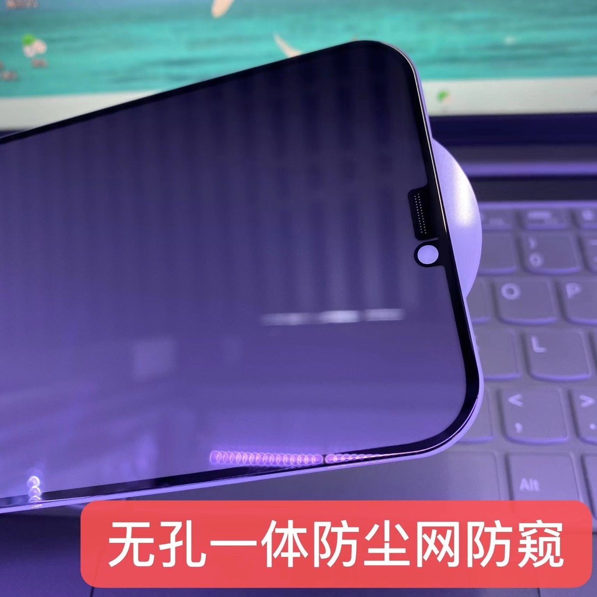 适用iphone14无孔一体防尘网防窥钢化膜11苹果14promax防窥全屏膜