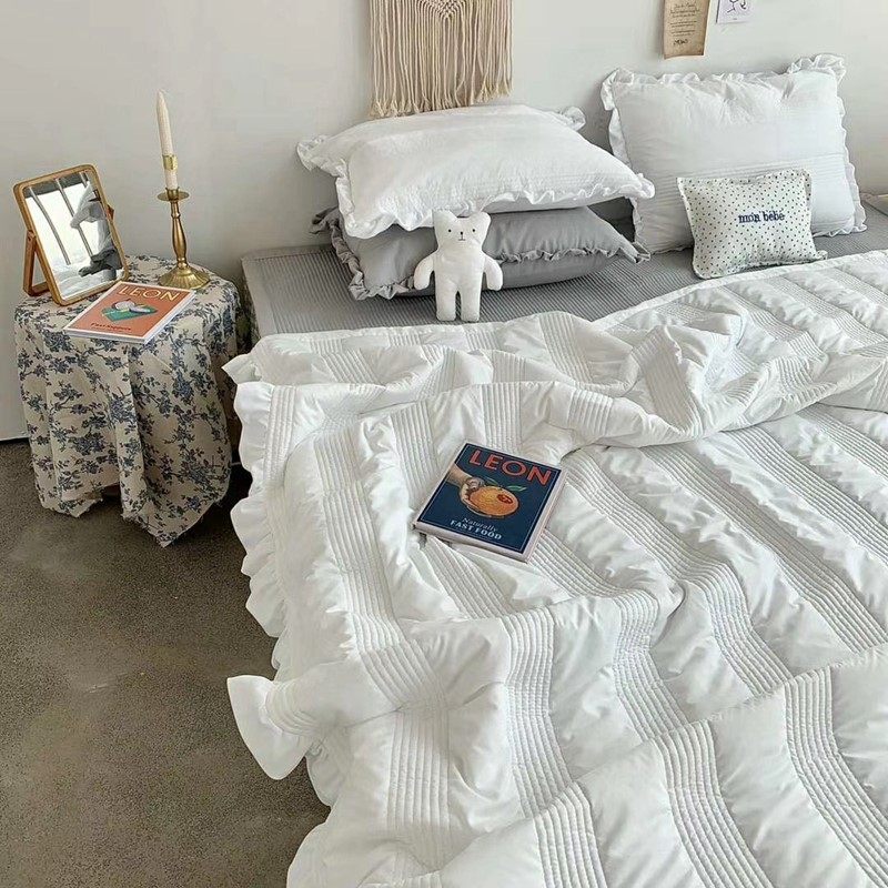 韩国床裙夏凉被4 四件套夏天小清新水洗棉空调被薄款夏季床盖夏被,床上用品,化纤被,淘宝优惠券,粉丝福利购,淘宝优惠卷