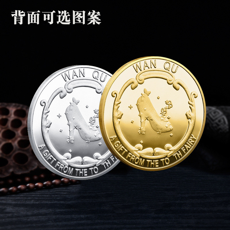 现货 卡通牙仙子纪念币镀金镀银双面立体浮雕纪念币徽章厂家制作