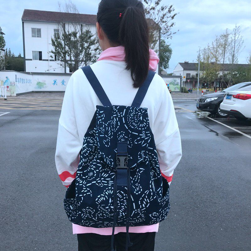 乌镇民族风蜡染蓝印花布双肩包大容量背包郊游登山包休闲旅游包