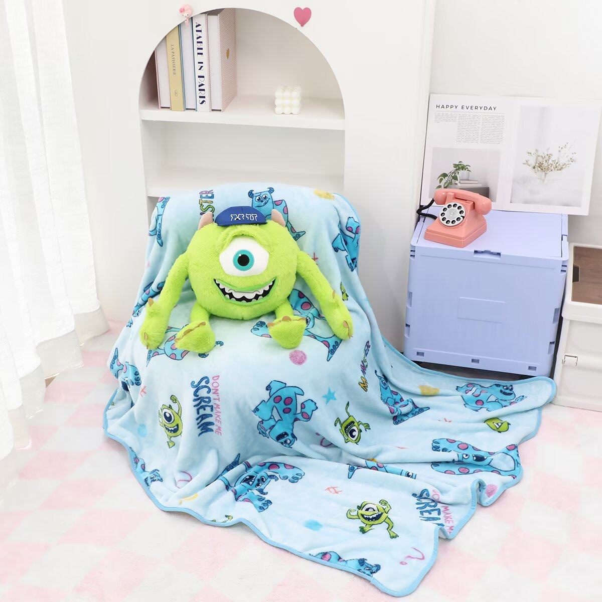 可爱卡通大眼抱枕被子两用办公室午睡空调毯子学生宿舍单人午休毯,居家布艺,抱枕被,淘宝优惠券,粉丝福利购,淘宝优惠卷