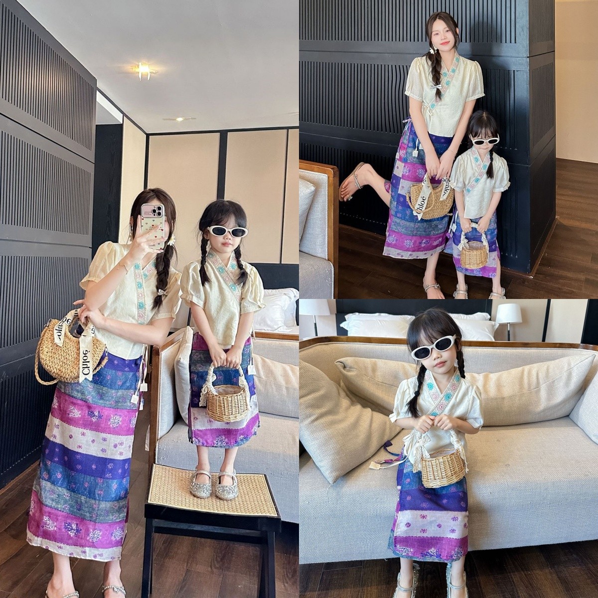 傣族服装夏装子母度假风夏季少数名族国风套装