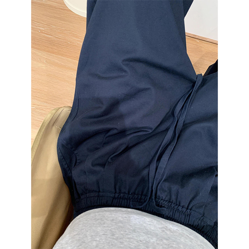 高个子加长藏蓝色阔腿工装裤女夏宽松显瘦薄款直筒
