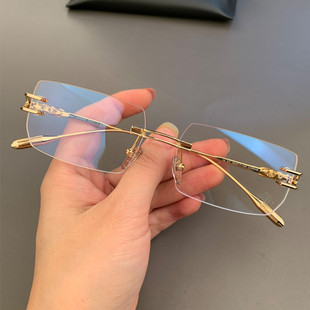 麦克心罗心眼镜框架新品超轻无框打孔双孔位个性男女近视平光