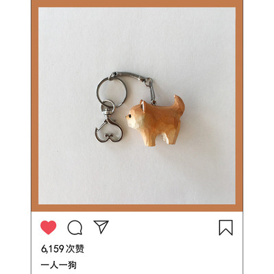 可爱秋田犬小狗狗木雕钥匙扣女生木质柴犬挂件送男生生日礼物创意