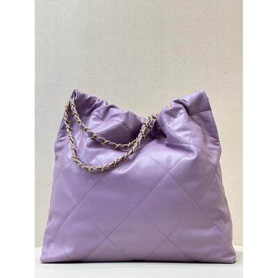 垃圾袋购物袋香芋紫22bag垃圾袋包链条包单肩包女包慵懒风