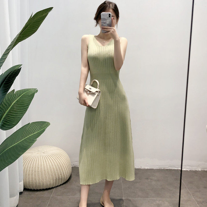女初秋长款毛衣裙法式裙百褶裙超仙女
