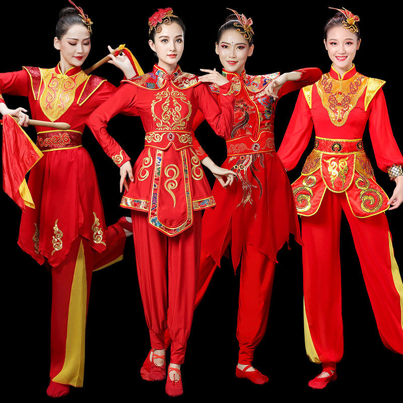 打鼓服女中国风舞龙威风锣鼓队腰鼓开场鼓舞套装成人大码