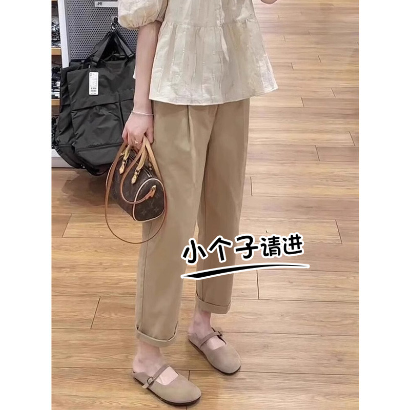 145小个子卡其色工装裤女款2024新款夏季七分日系萝卜裤8