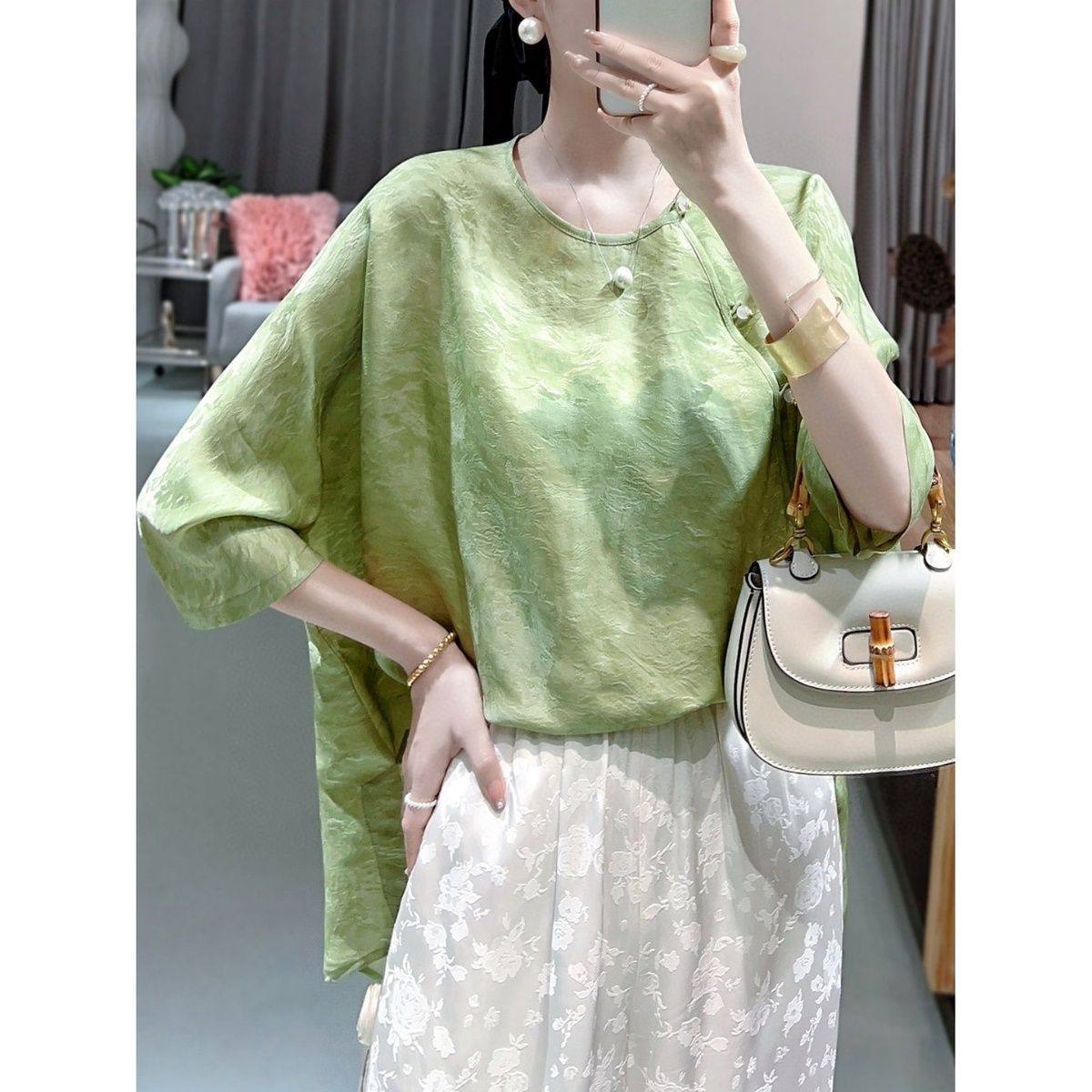 中国风重磅提花斜襟盘扣女秋季薄款清新减龄百搭时尚衬衫,女装/女士精品,秀禾服,淘宝优惠券,粉丝福利购,淘宝优惠卷