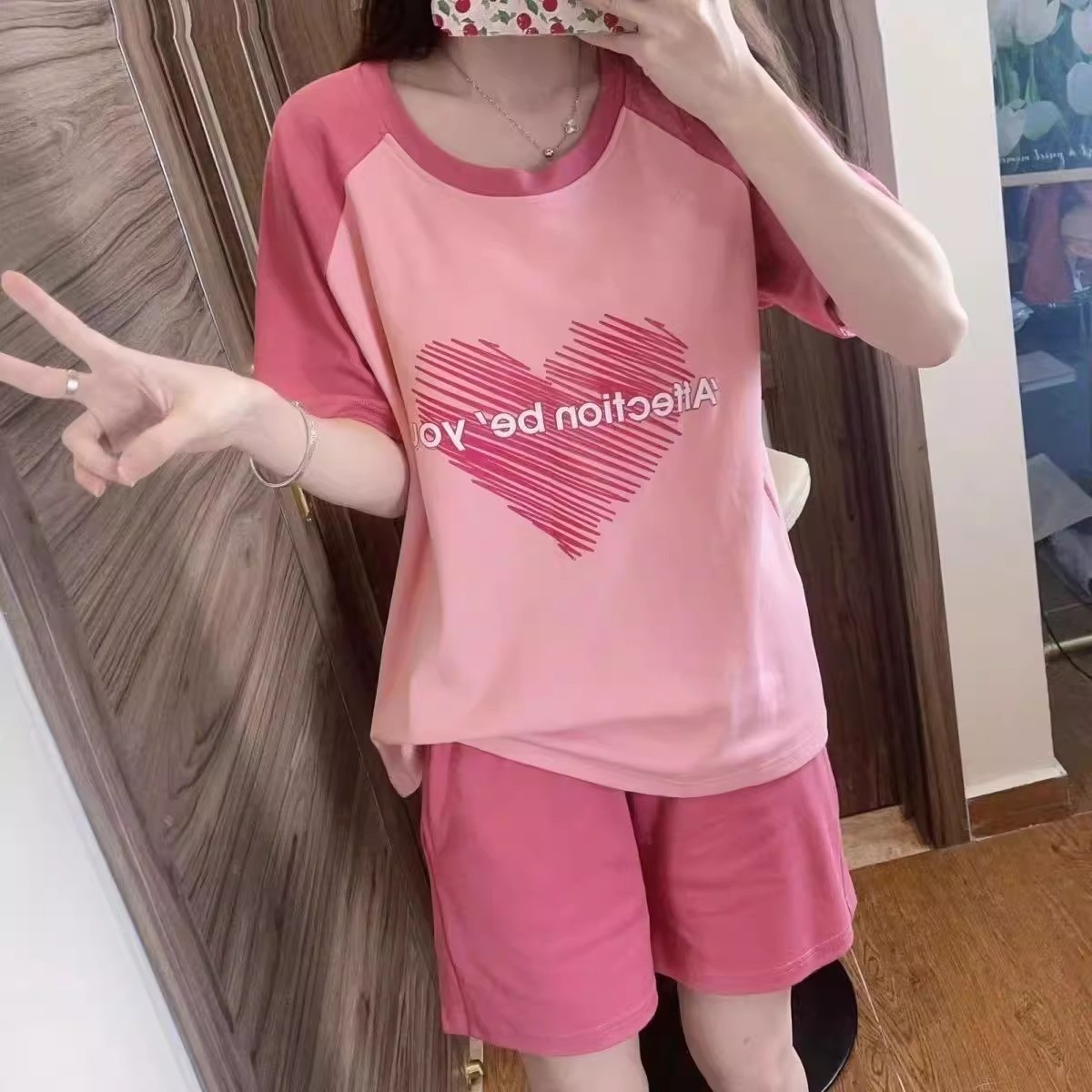 东南亚夏季薄款甜美可爱睡衣女短袖短裤女士休闲亲肤家居服两件套