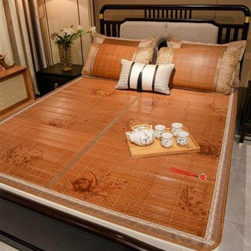 新品夏季竹席凉席1.8m1.5/2米床双面折叠可水洗单人学.生宿舍藤凉