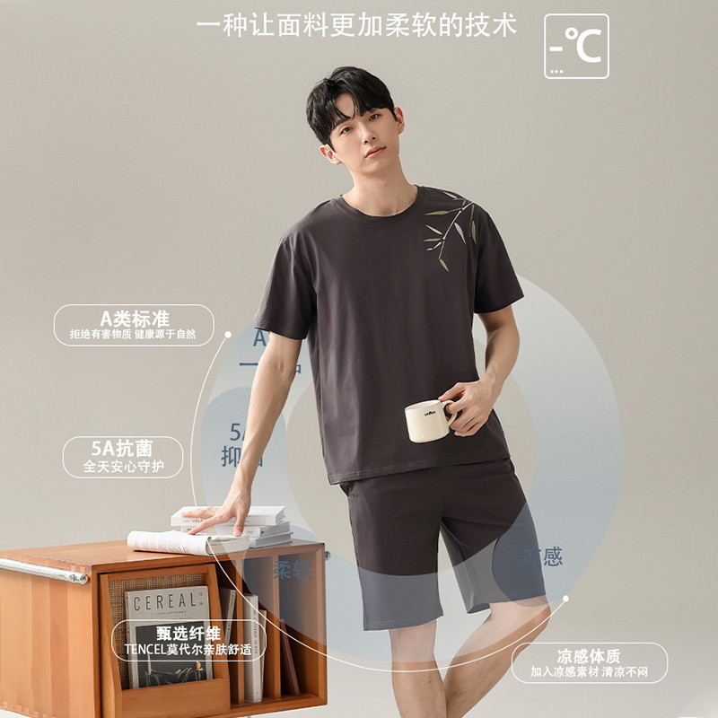 推荐睡衣男款夏季莫代尔短袖短裤夏天冰丝凉感青少年家居服套装可