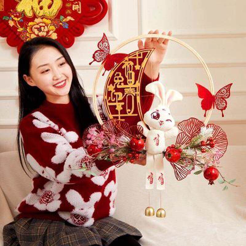 过新年装饰门挂花环入户大门口挂件卧室门上挂饰过年进门房间春节
