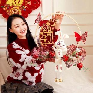 过新年装饰门挂花环入户大门口挂件卧室门上挂饰过年进门房间春节