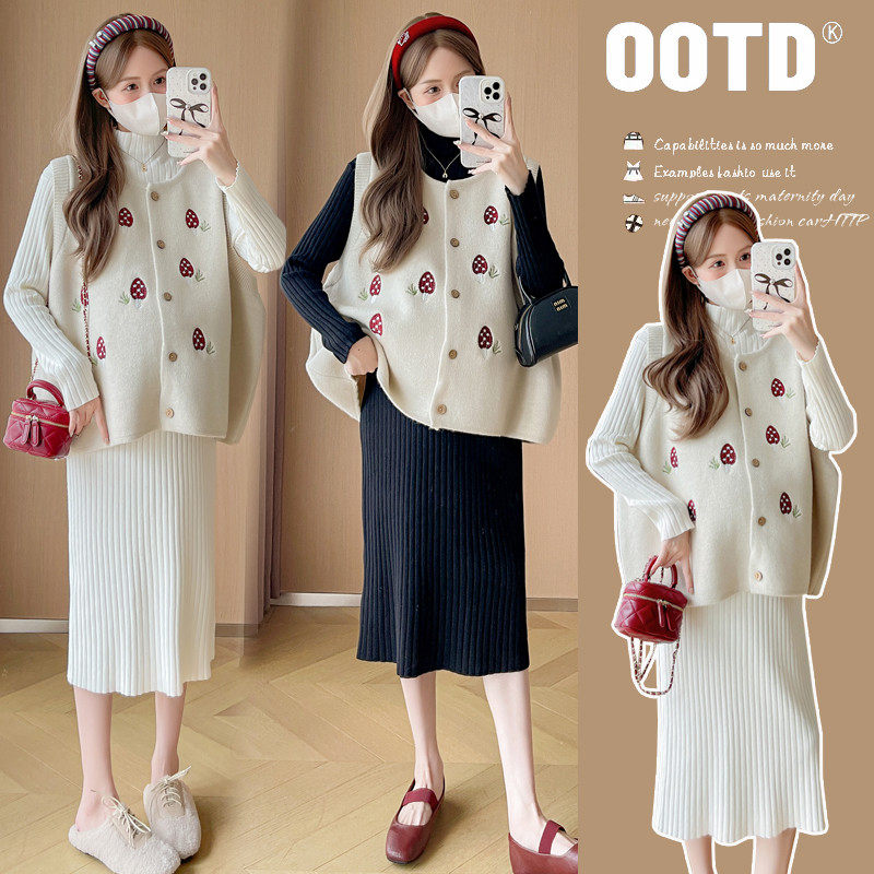 2025秋冬新款孕妇装开扣草莓毛衣马甲＋秋冬半高领打底套装,孕妇装/孕产妇用品/营养,套装,淘宝优惠券,粉丝福利购,淘宝优惠卷
