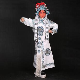 儿童团花箭衣京剧越剧戏曲服装剑衣武生武将演出戏服古装白色箭衣