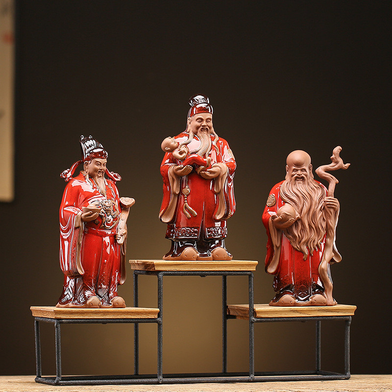 陶瓷福禄寿财神爷佛像摆件家居供奉乔迁送礼软装饰人物工艺品