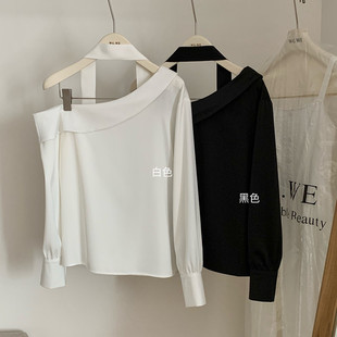 2025春季法式白色衬衫女设计感小众高级长袖不规则衬衣