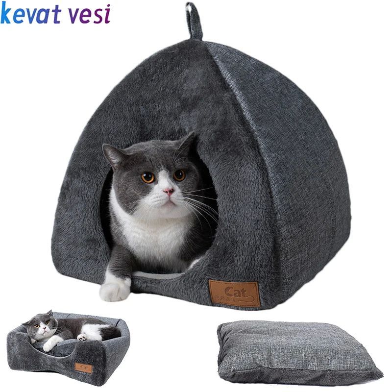 Winter Warm Cat Bed Comfortable Foldable Cat's House Plush P