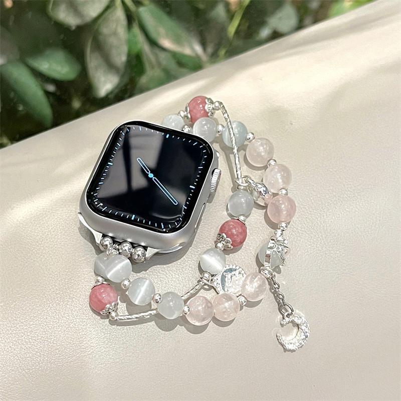 适用于applewatch7表带猫眼石可爱苹果iwatch夏日手链ultra8 4145