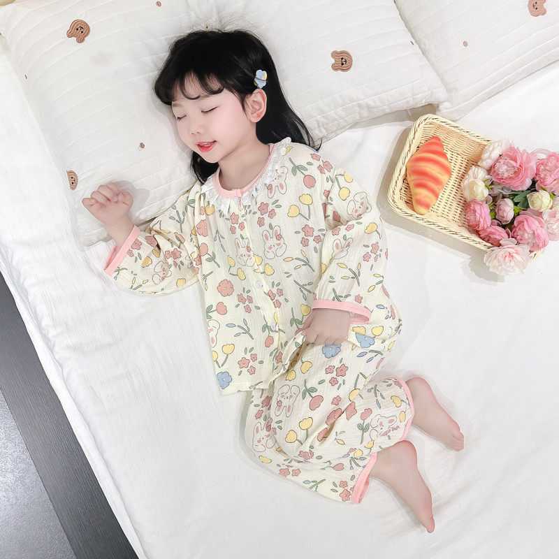 睡衣2024夏季新款儿童宝宝洋气长袖碎花公主风开衫家居服套装,童装/婴儿装/亲子装,家居服套装,淘宝优惠券,粉丝福利购,淘宝优惠卷
