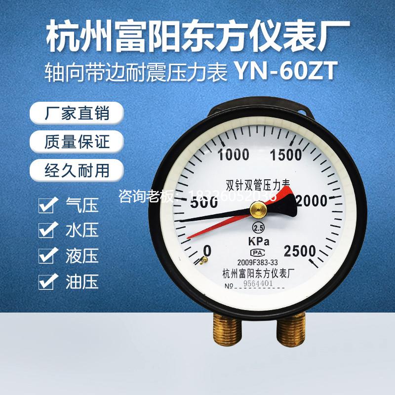 拍前询价杭州富阳东方YZS-102双针双管压力表火车铁路铁轨船用汽