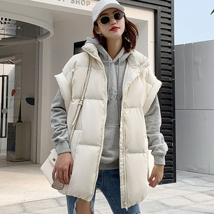 2024秋冬新款羽绒棉马甲女学生外穿韩版宽松百搭黑色马夹