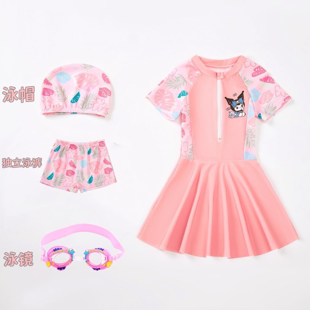 库洛米儿童泳衣女孩夏装新款分体女童中大童专业防晒泡温泉游泳衣