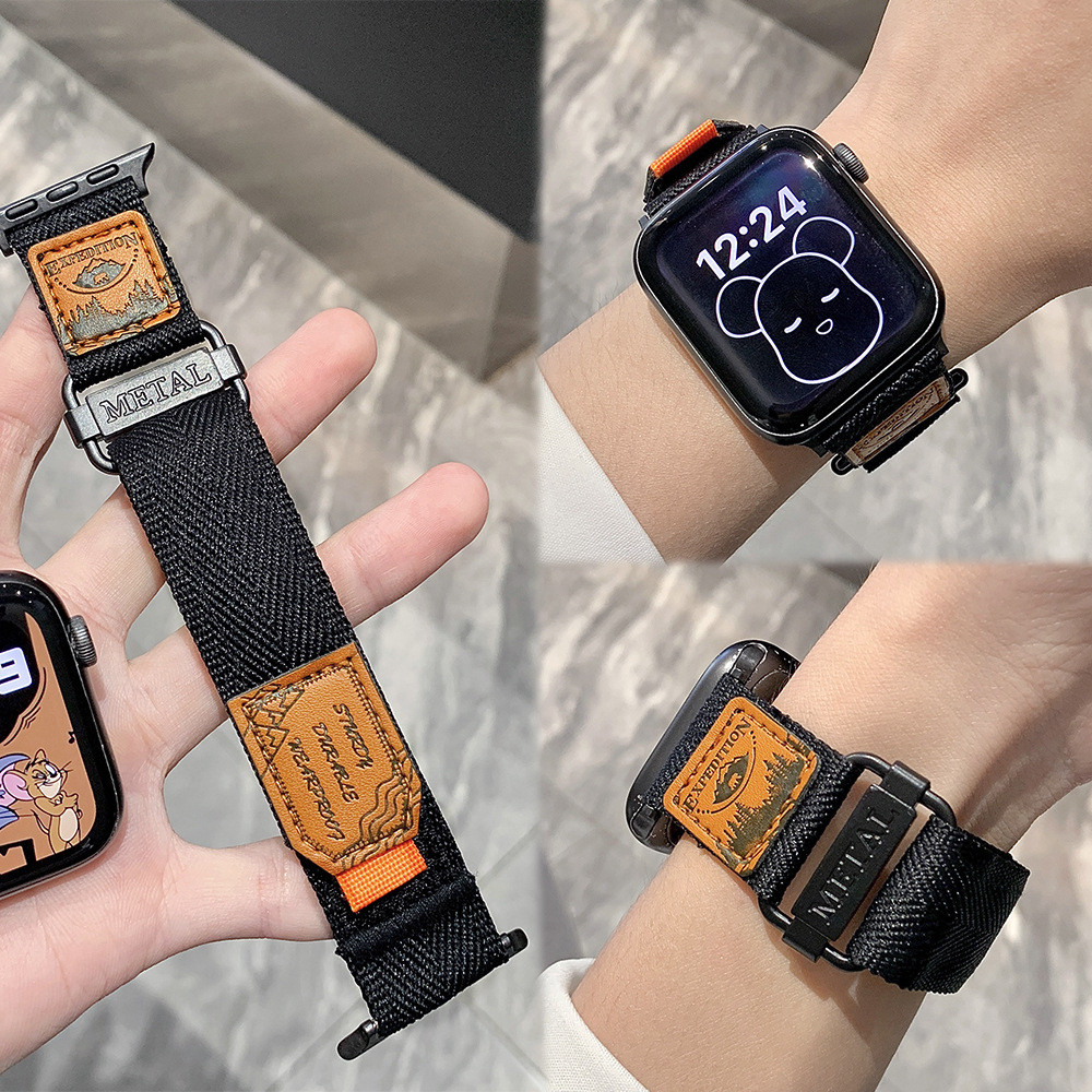 适用Apple watch9/8/7/6尼龙表带苹果手表运动腕带男女潮S10表带