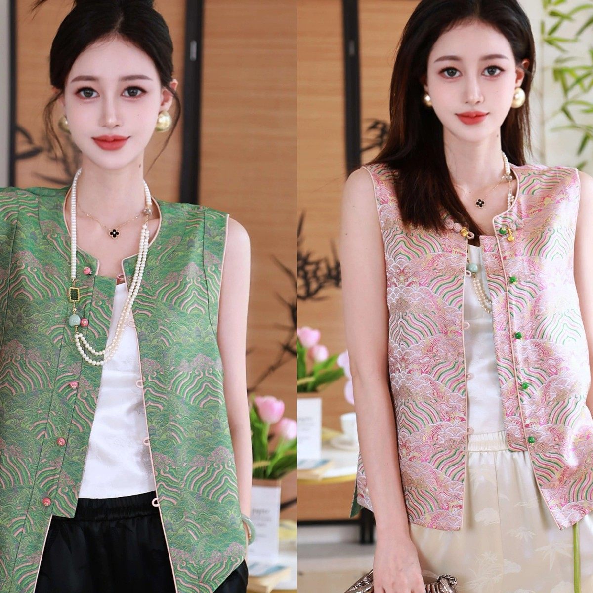 《秀秀定制》新中式国风双面双穿马甲2306,女装/女士精品,汉服上装,淘宝优惠券,粉丝福利购,淘宝优惠卷