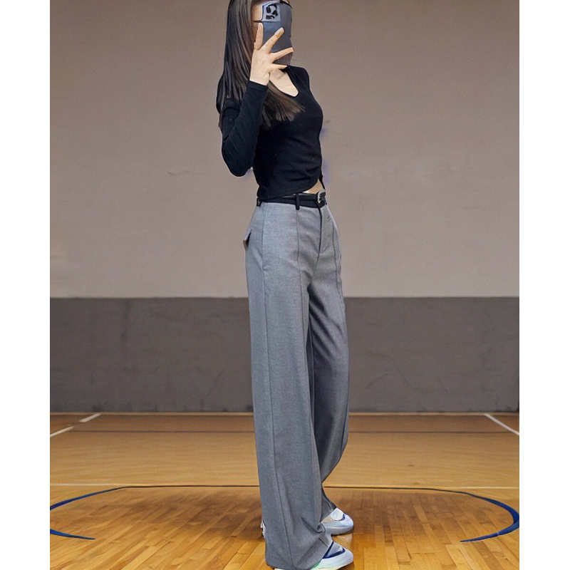 窄版阔腿裤女春款垂感显瘦黑色休闲直筒欧货,女装/女士精品,卫裤,淘宝优惠券,粉丝福利购,淘宝优惠卷